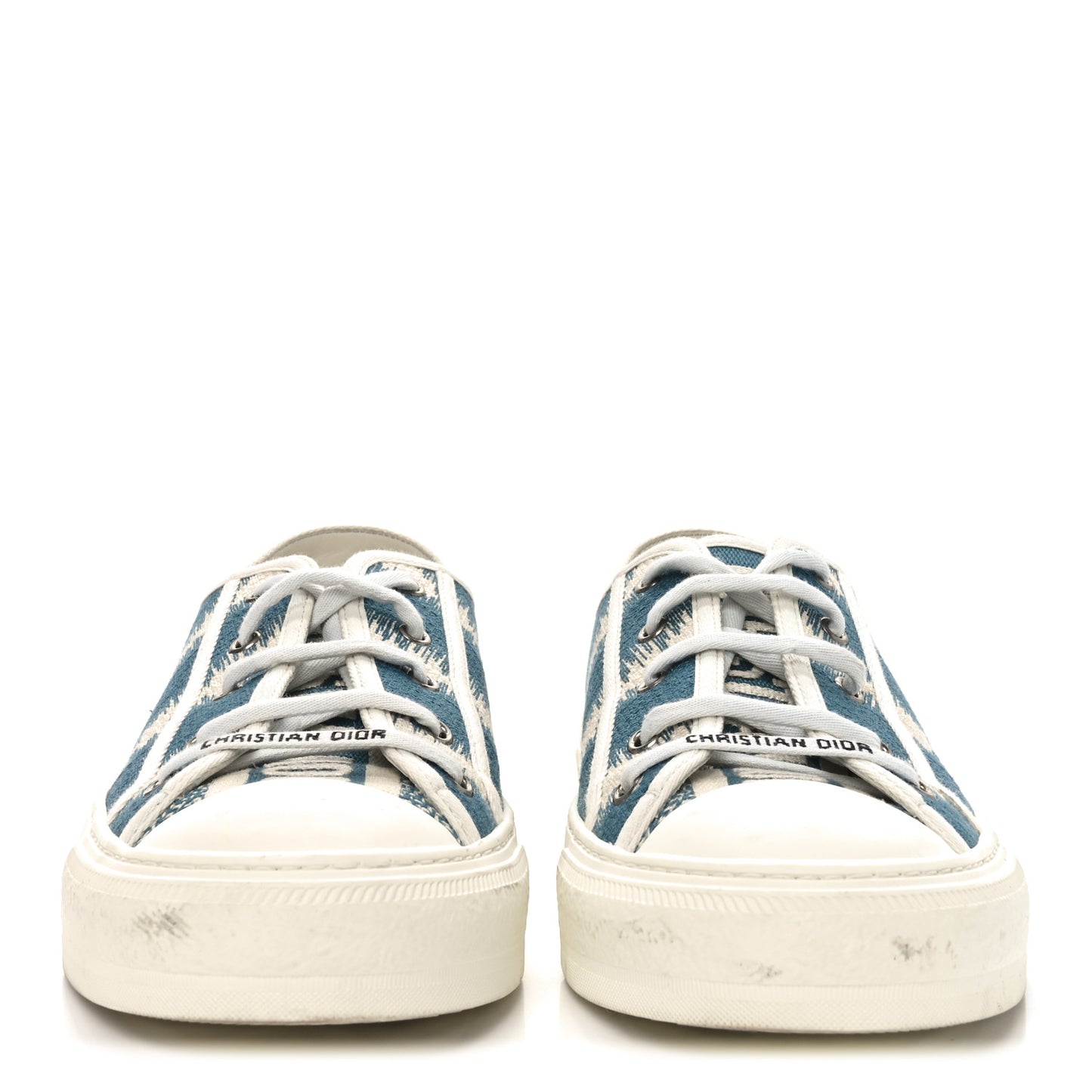 Cotton D-Stripes Walk'N'Dior Low Top Sneakers 42 Deep Ocean
