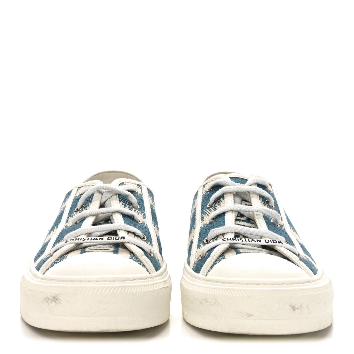 Christian Dior Cotton D-Stripes Walk'N'Dior Low Top Sneakers 42 Deep Ocean 3 of 8