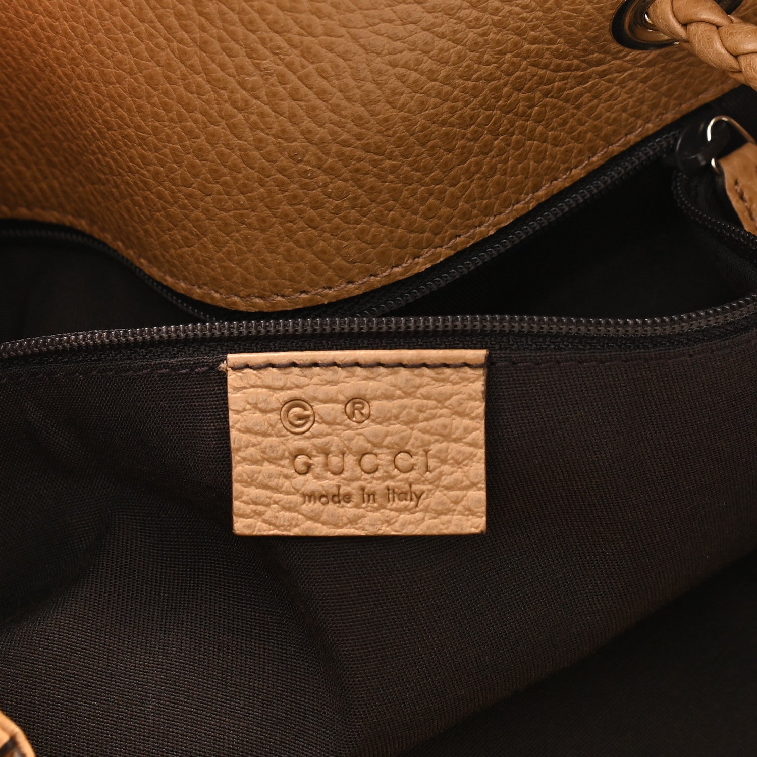 Gucci Calfskin Large Gifford Braided Handle Tote Camel 6 of 11