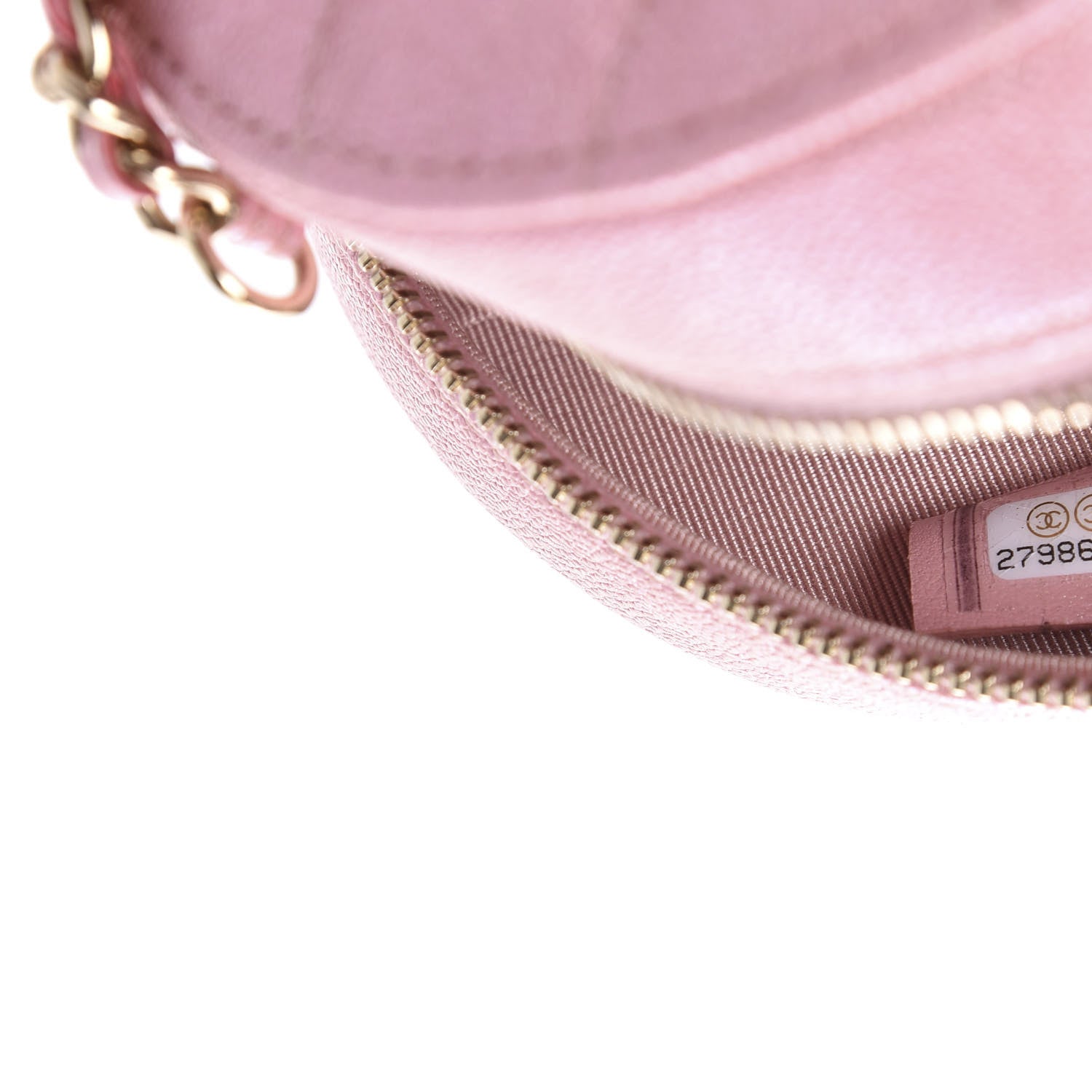 Chanel Iridescent Caviar Quilted Round Clutch With Chain Pink 9 of 11