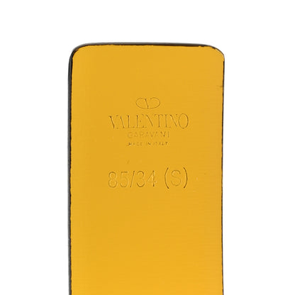 Valentino Garavani Glossy Calfskin 40mm VLogo Reversible Belt 85 34 Saddle Brown Yellow 4 of 6