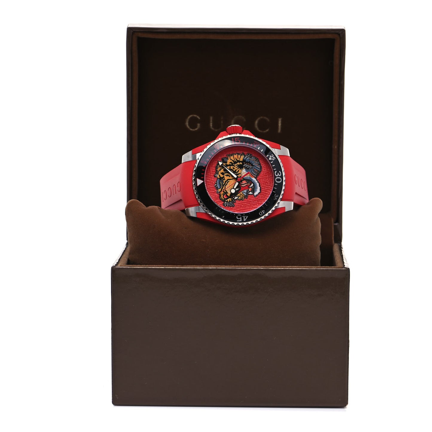 Stainless Steel Rubber 40mm Dive Tiger Quartz Watch Red