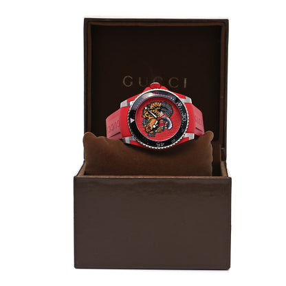 Gucci Stainless Steel Rubber 40mm Dive Tiger Quartz Watch Red 5 of 5
