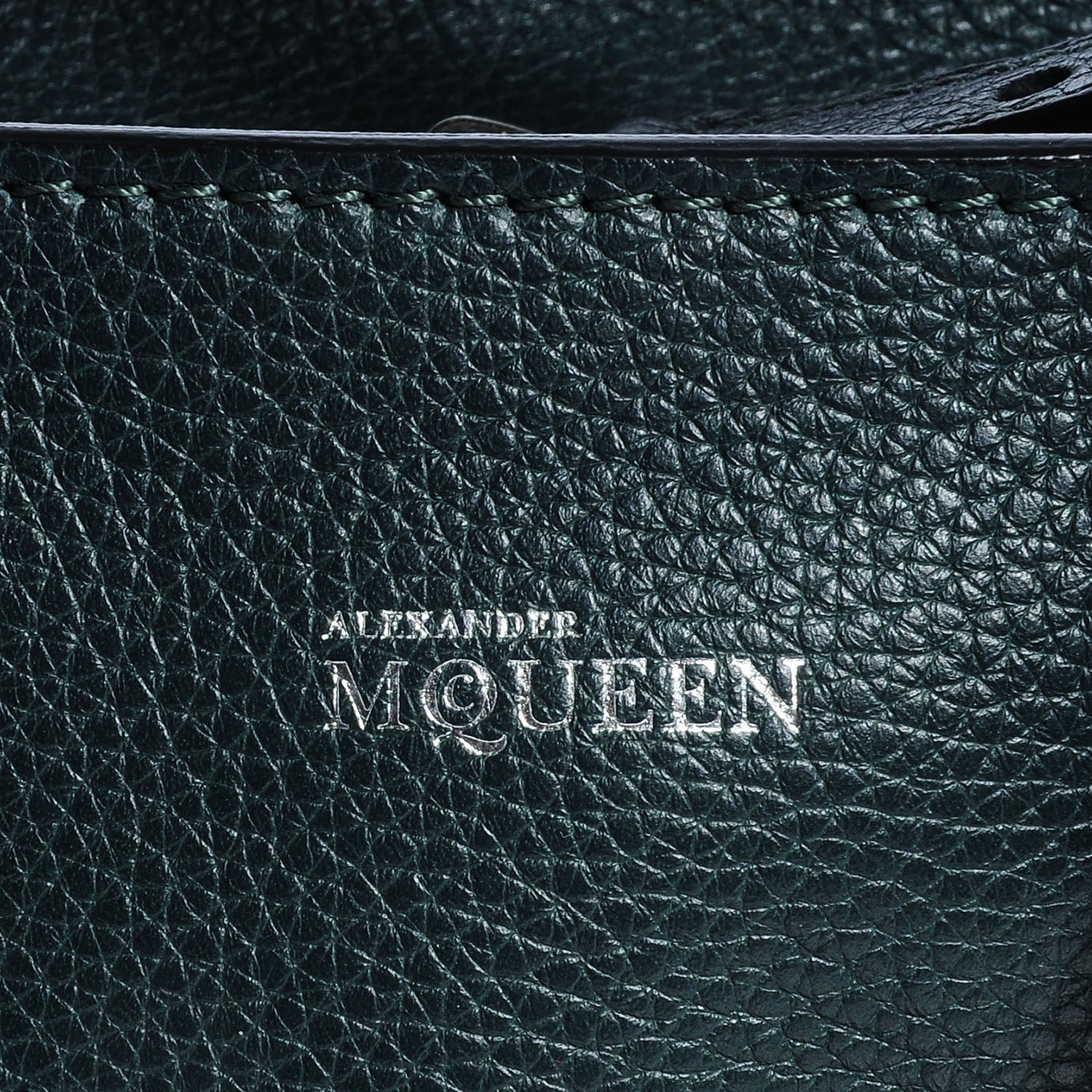 Alexander McQueen Pebbled Leather Mini Padlock Dark Green Bottle 8 of 9