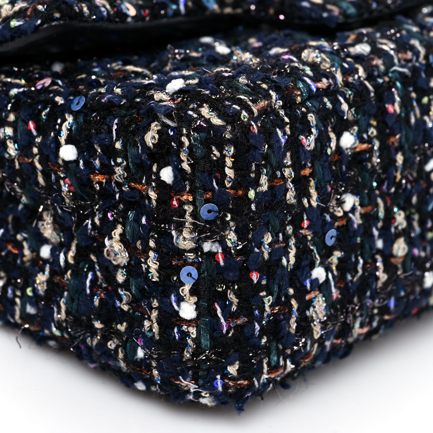 Chanel Glittered Tweed Quilted Mini Rectangular Flap Navy Blue Multicolor 6 of 7
