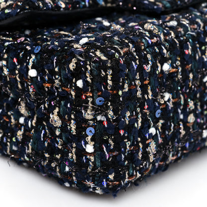 Chanel Glittered Tweed Quilted Mini Rectangular Flap Navy Blue Multicolor 6 of 7