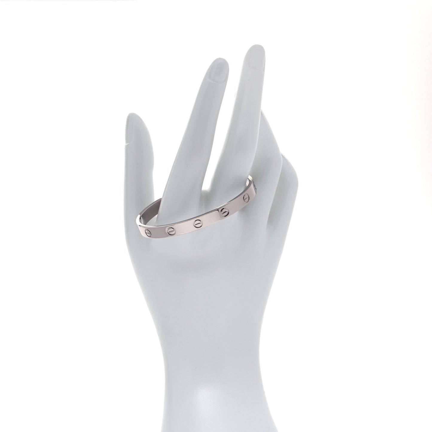 18K White Gold LOVE Cuff Bracelet 17