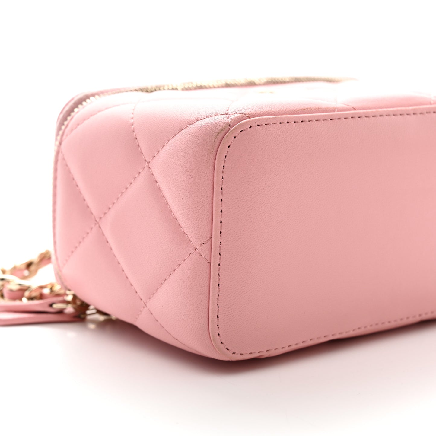 Lambskin Resin Elegant Chain Vanity Case Pink