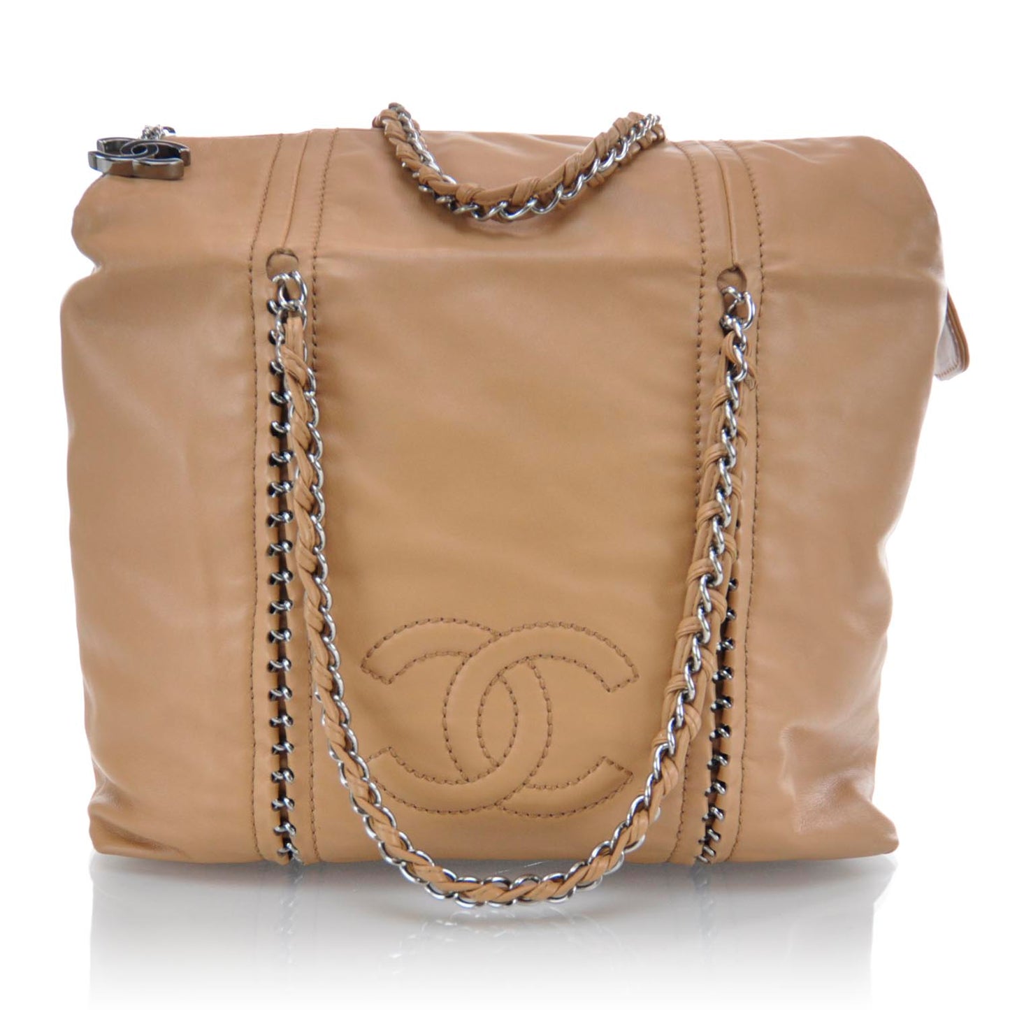 Calfskin Leather Luxe Ligne Tote Beige