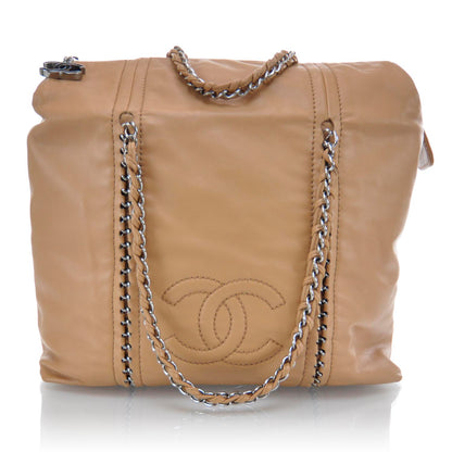 Chanel Calfskin Leather Luxe Ligne Tote Beige 1 of 9