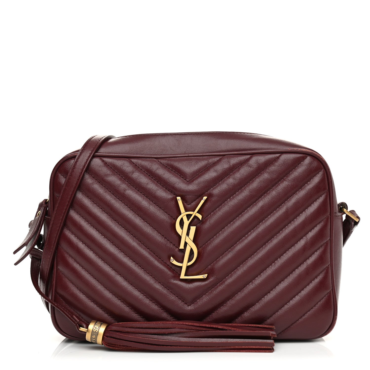 Saint Laurent Calfskin Matelasse Monogram Lou Camera Bag Dark Legion Red 1 of 11