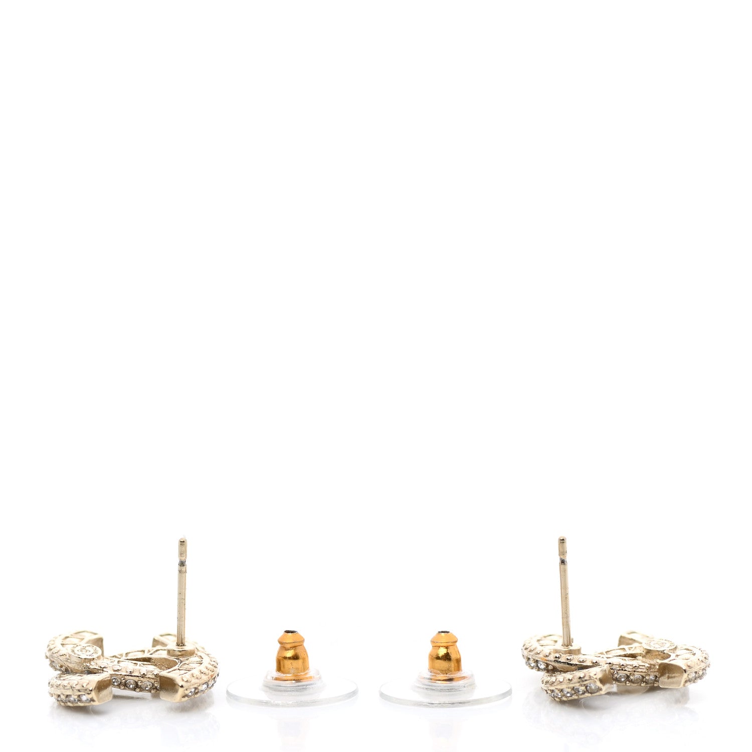 Chanel Crystal Timeless CC Earrings Light Gold 3 of 5