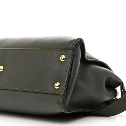 Fendi Vitello Seta Shiny Nappa Medium Peekaboo Iconic Satchel Verde Prato Makeup 11 of 18