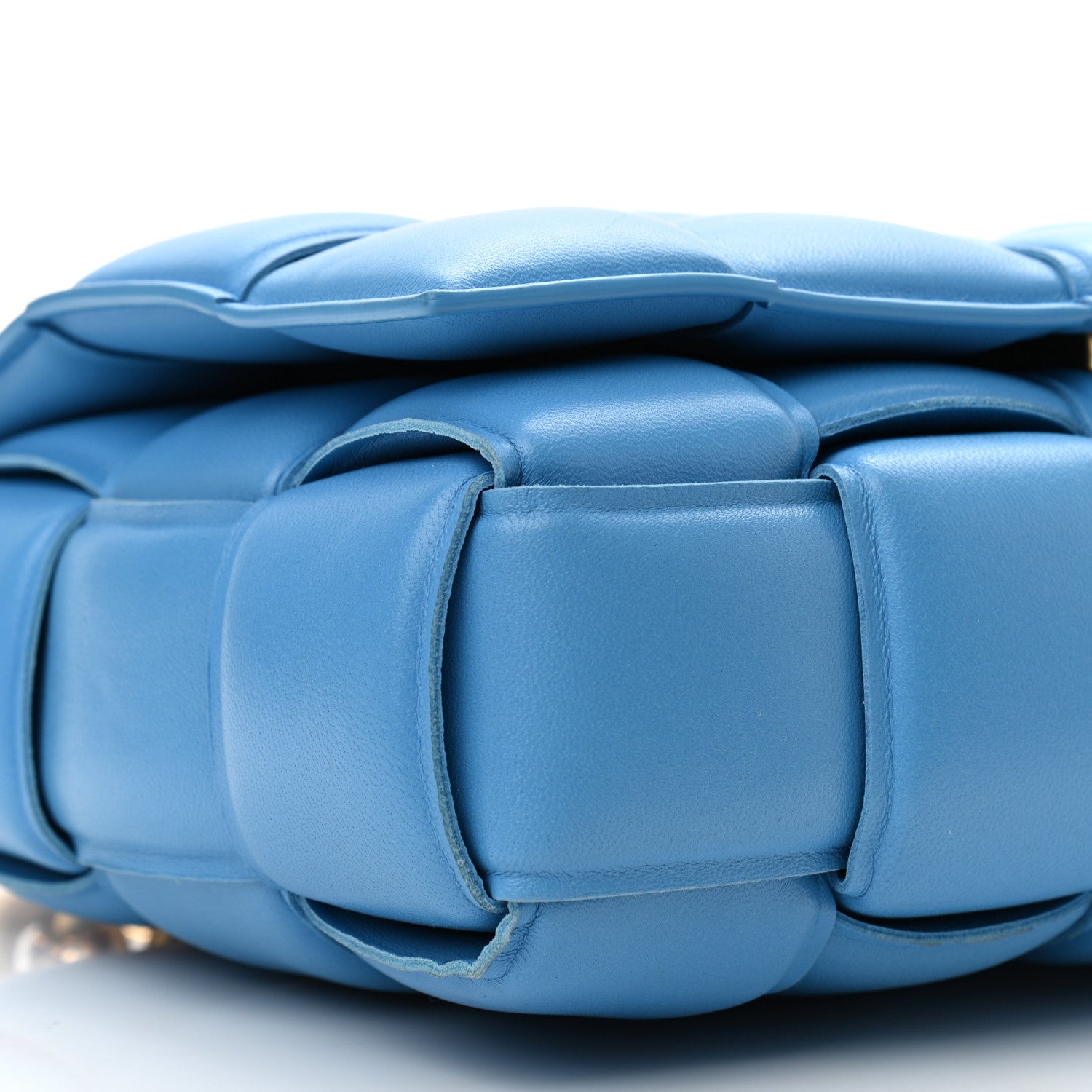 Bottega Veneta Lambskin Maxi Intreccio Padded Chain Cassette Crossbody Bag Swimming Pool 8 of 9