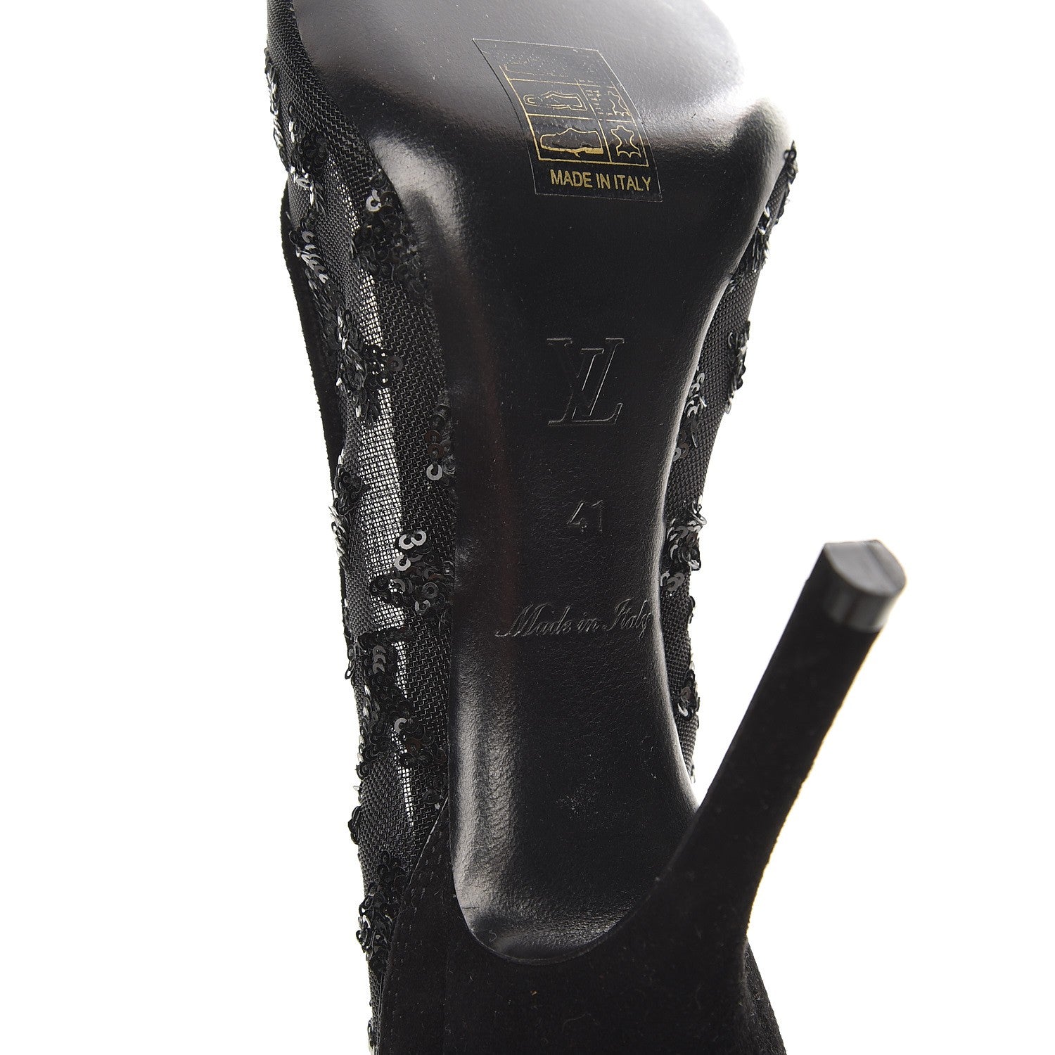 Louis Vuitton Suede Mesh Sequin Night Call Pumps 41 Black 6 of 9