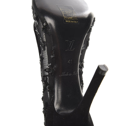 Louis Vuitton Suede Mesh Sequin Night Call Pumps 41 Black 6 of 9