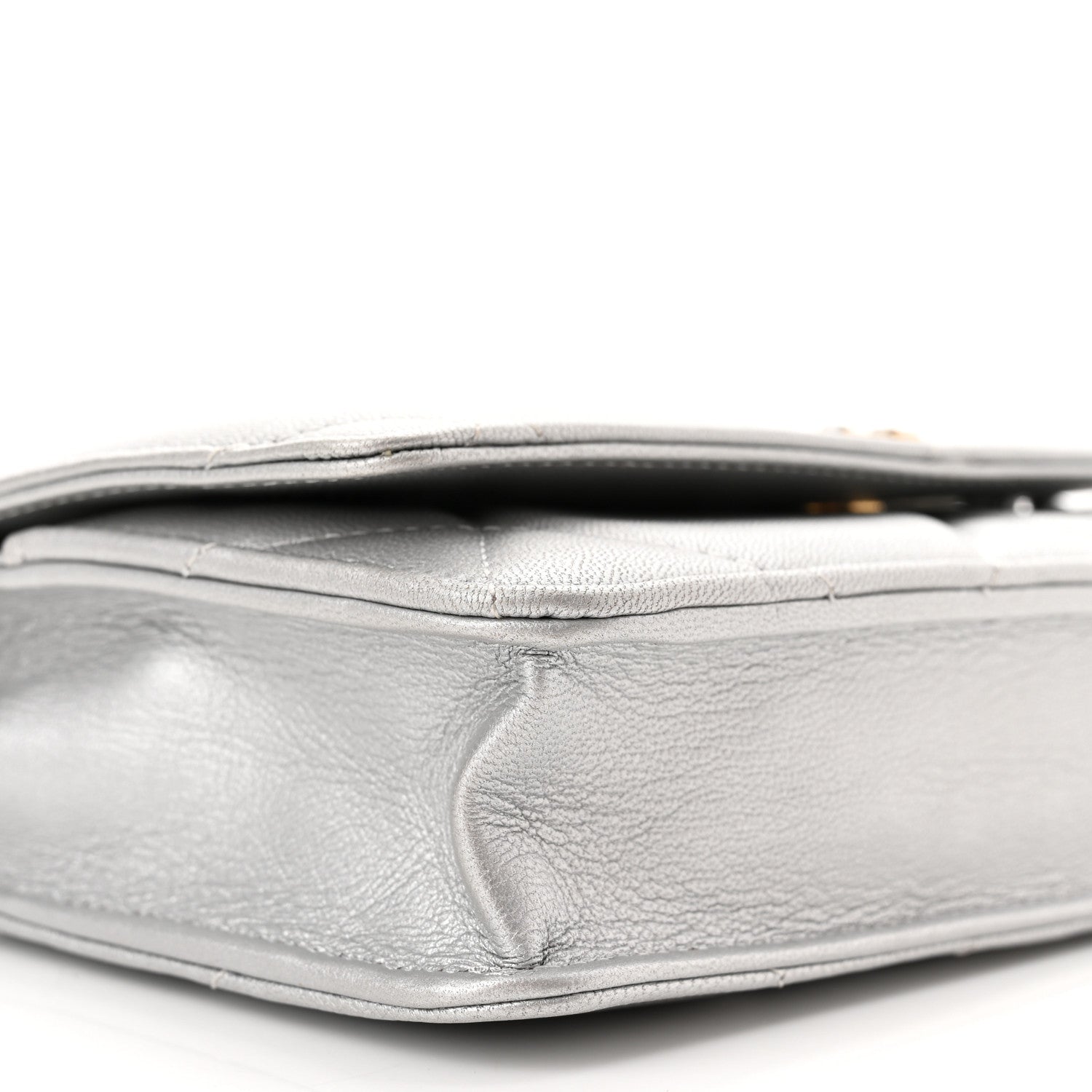Chanel Metallic Lambskin Quilted Chanel 19 Wallet On Chain WOC Silver 9 of 11