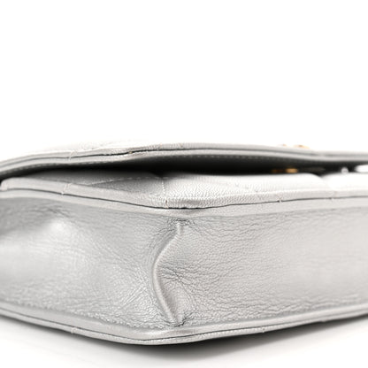 Chanel Metallic Lambskin Quilted Chanel 19 Wallet On Chain WOC Silver 9 of 11