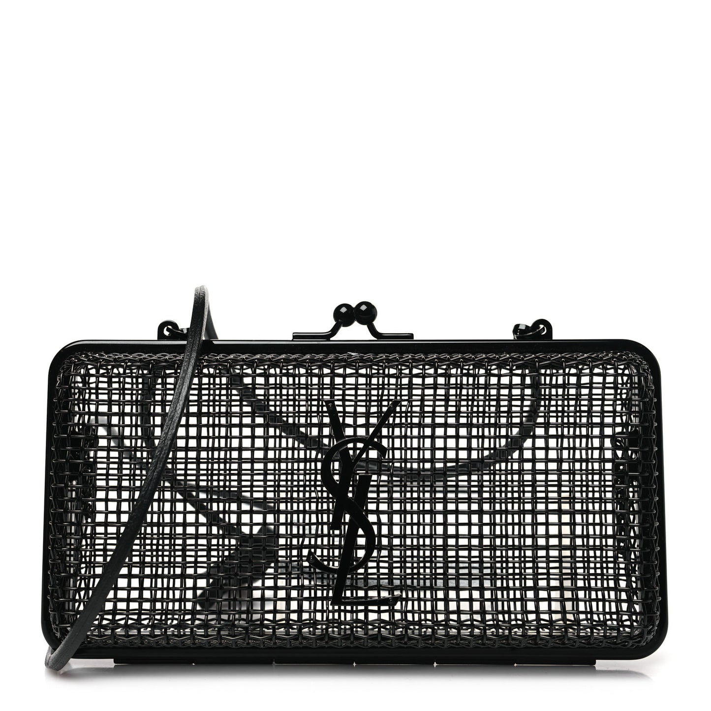 Brass Lambskin Monogram Cassandre Cage Bag Black