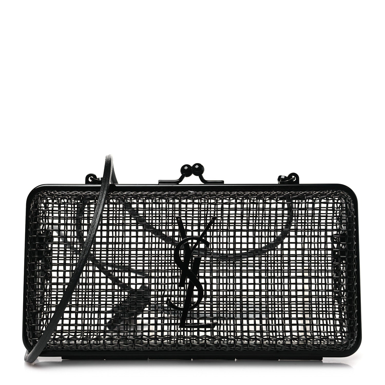 Saint Laurent Brass Lambskin Monogram Cassandre Cage Bag Black 1 of 10