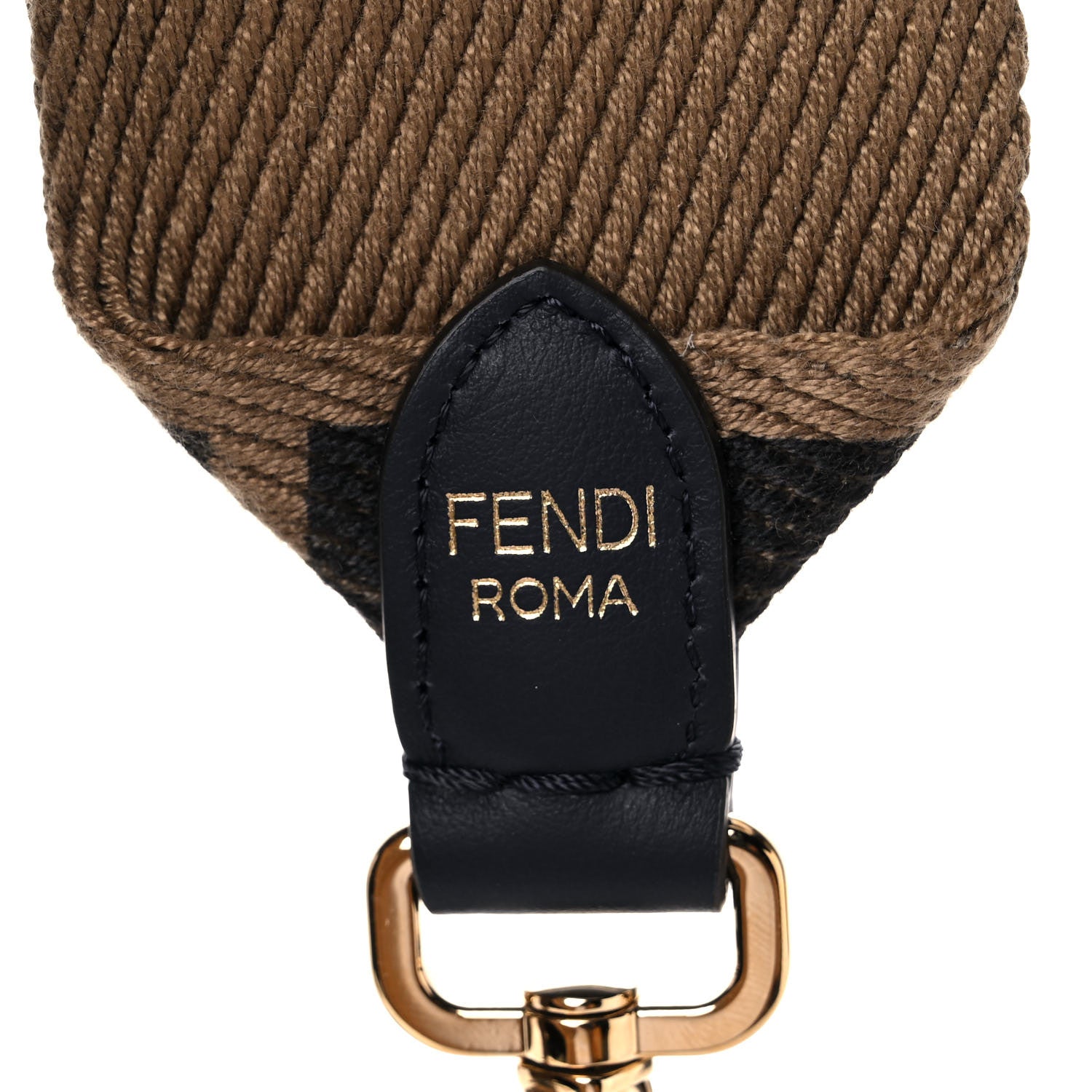 Fendi Canvas Calfskin FF 1974 Studded Strap You Fango Marrone Ebano 4 of 5
