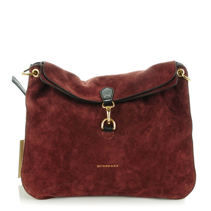 Burberry Suede House Check Cornwall Hobo Mahogany Red 1 of 14