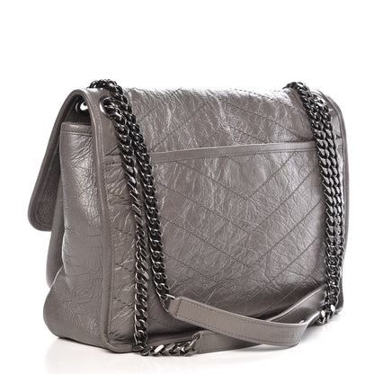 Saint Laurent Crinkled Calfskin Matelasse Monogram Medium Niki Chain Satchel Fog 3 of 13