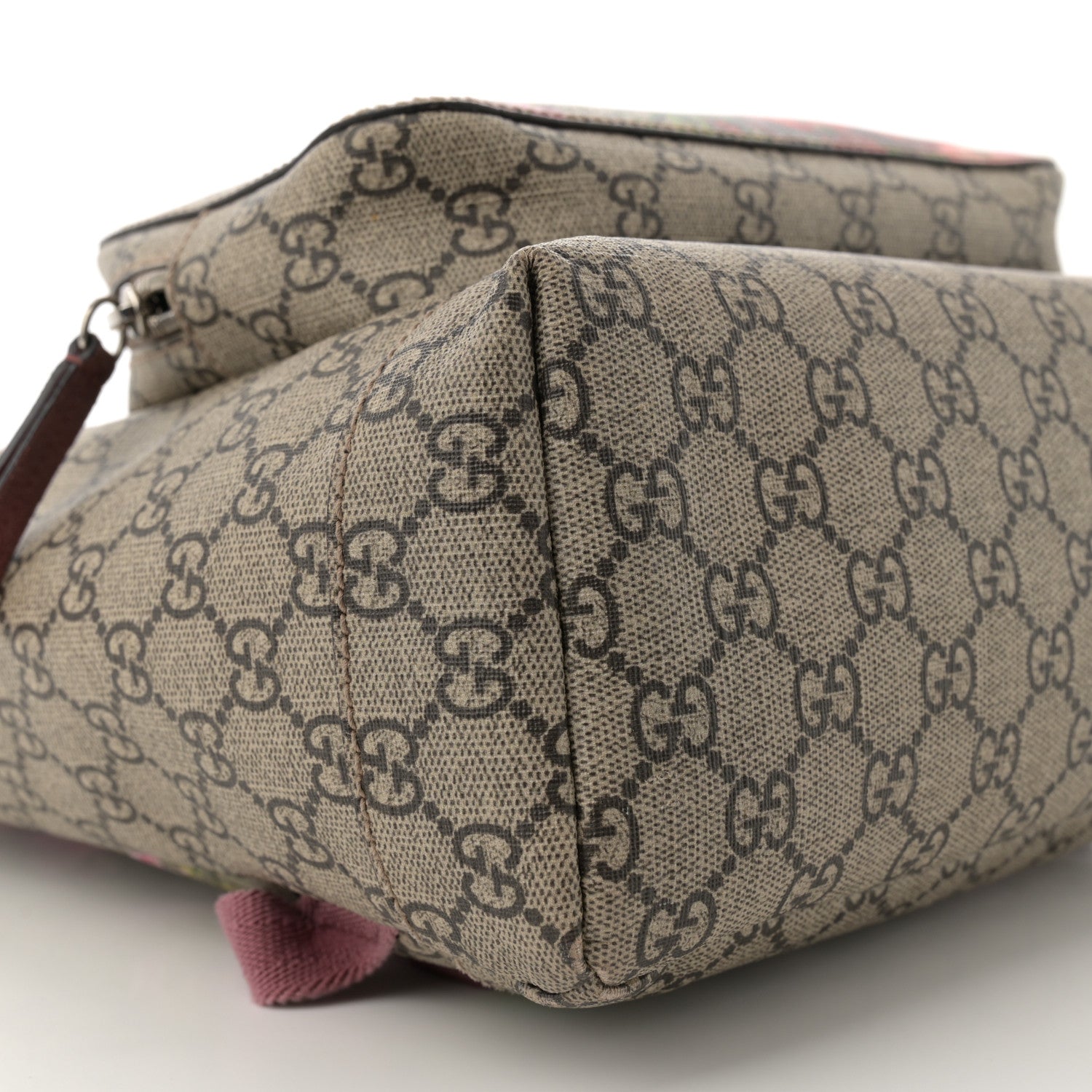 Gucci GG Supreme Monogram Blooms Medium Single Buckle Backpack Beige Multicolor Dry Rose 11 of 14