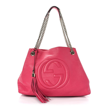 Gucci Pebbled Calfskin Medium Soho Chain Shoulder Bag Pink 1 of 9