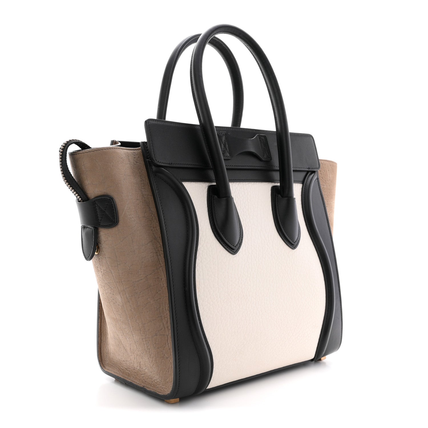 Celine Bullhide Calfskin Nubuck Micro Tri-Color Luggage White Khaki 3 of 13