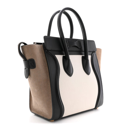 Celine Bullhide Calfskin Nubuck Micro Tri-Color Luggage White Khaki 3 of 13