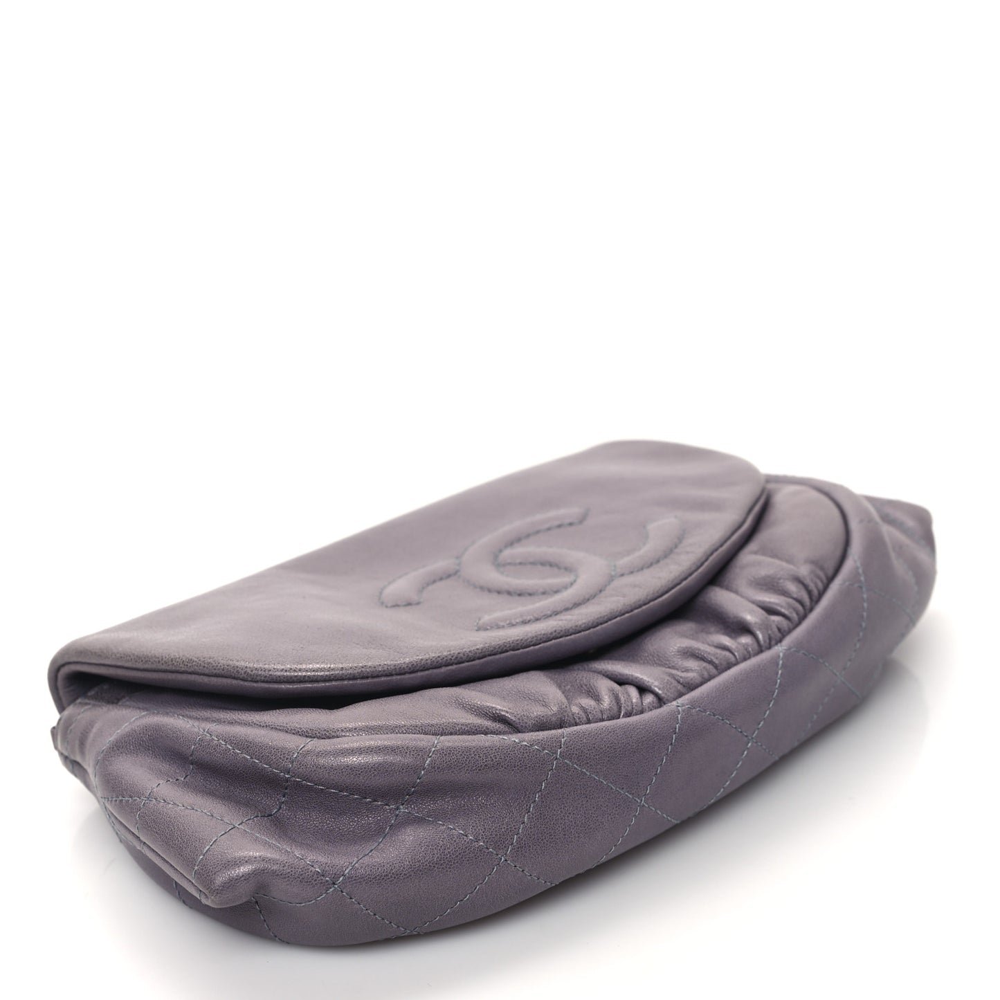 Lambskin Half Moon Wallet on Chain WOC Light Grey