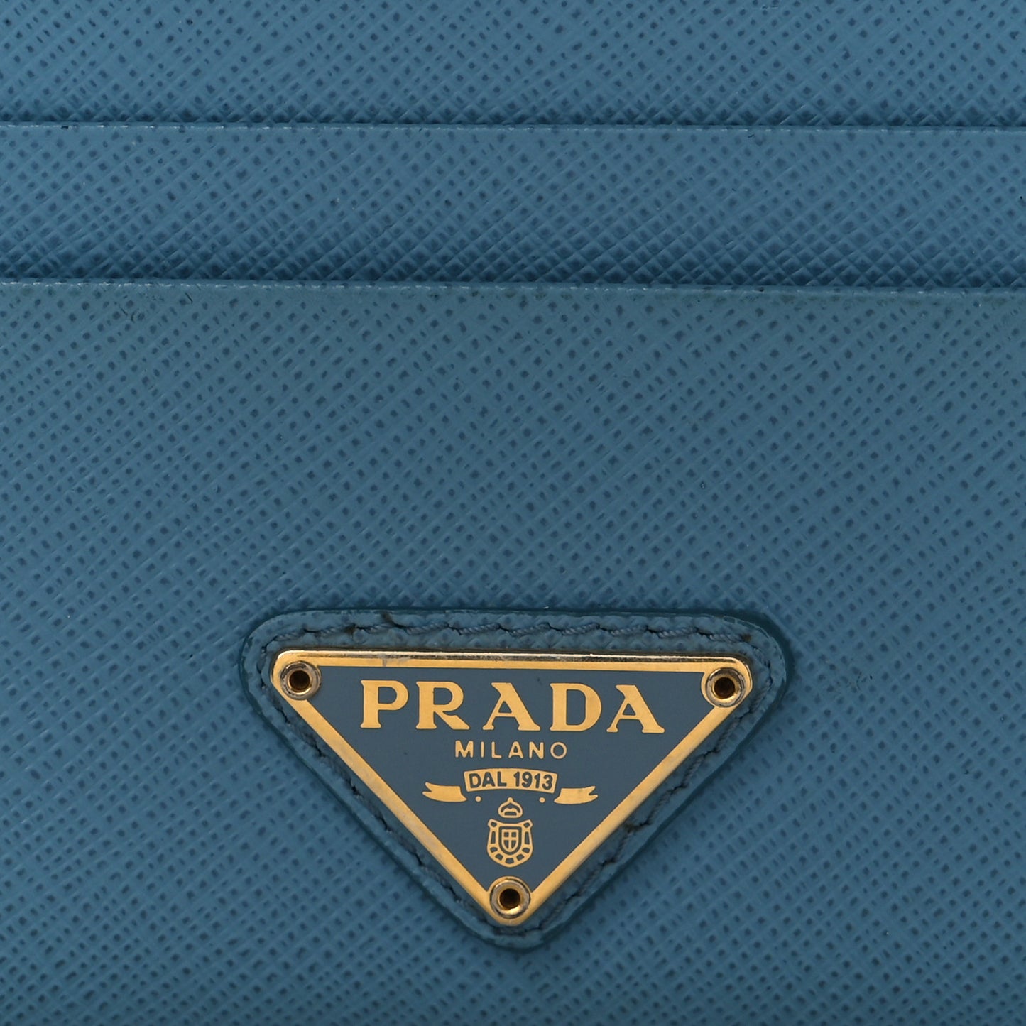 Saffiano Metal Zip Card Holder Blue