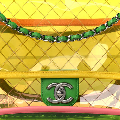 Chanel PVC Lambskin Stitched Medium Coco Splash Flap Yellow Green Pink 8 of 10