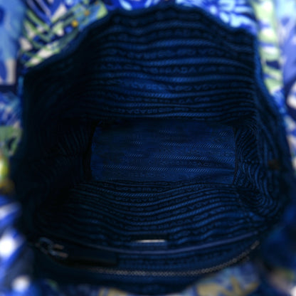 Prada Nylon Saffiano Floral Print Single Buckle Backpack Bluette Dis Primule 7 of 9