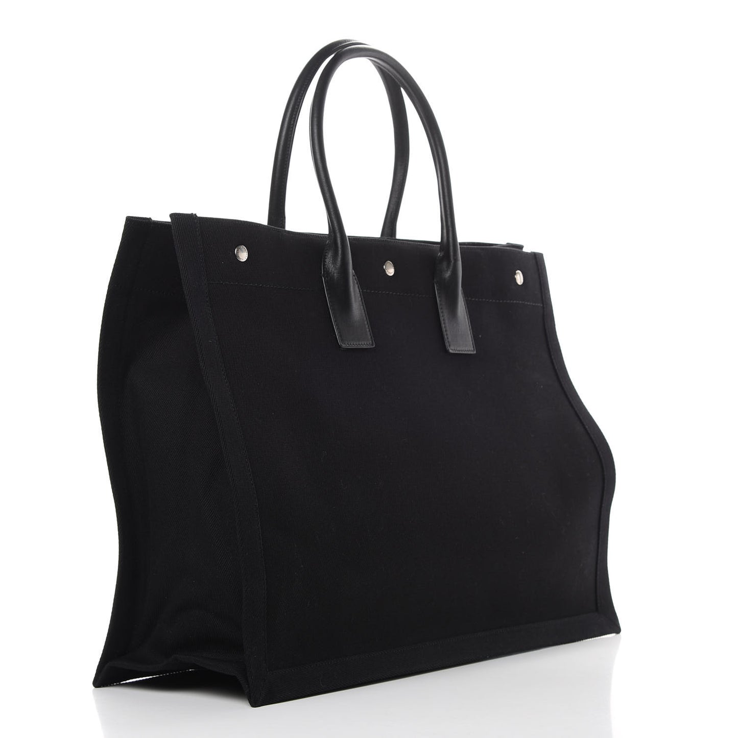 Linen Calfskin Rive Gauche Tote Black