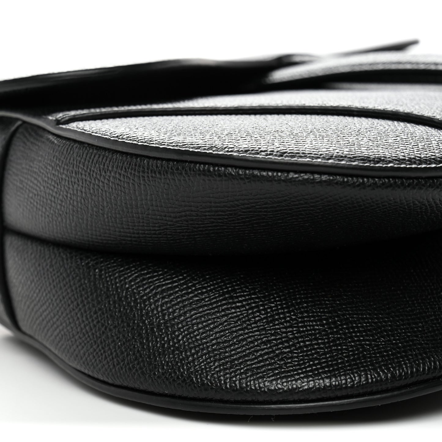 Grained Calfskin Saddle Bag With Strap Black