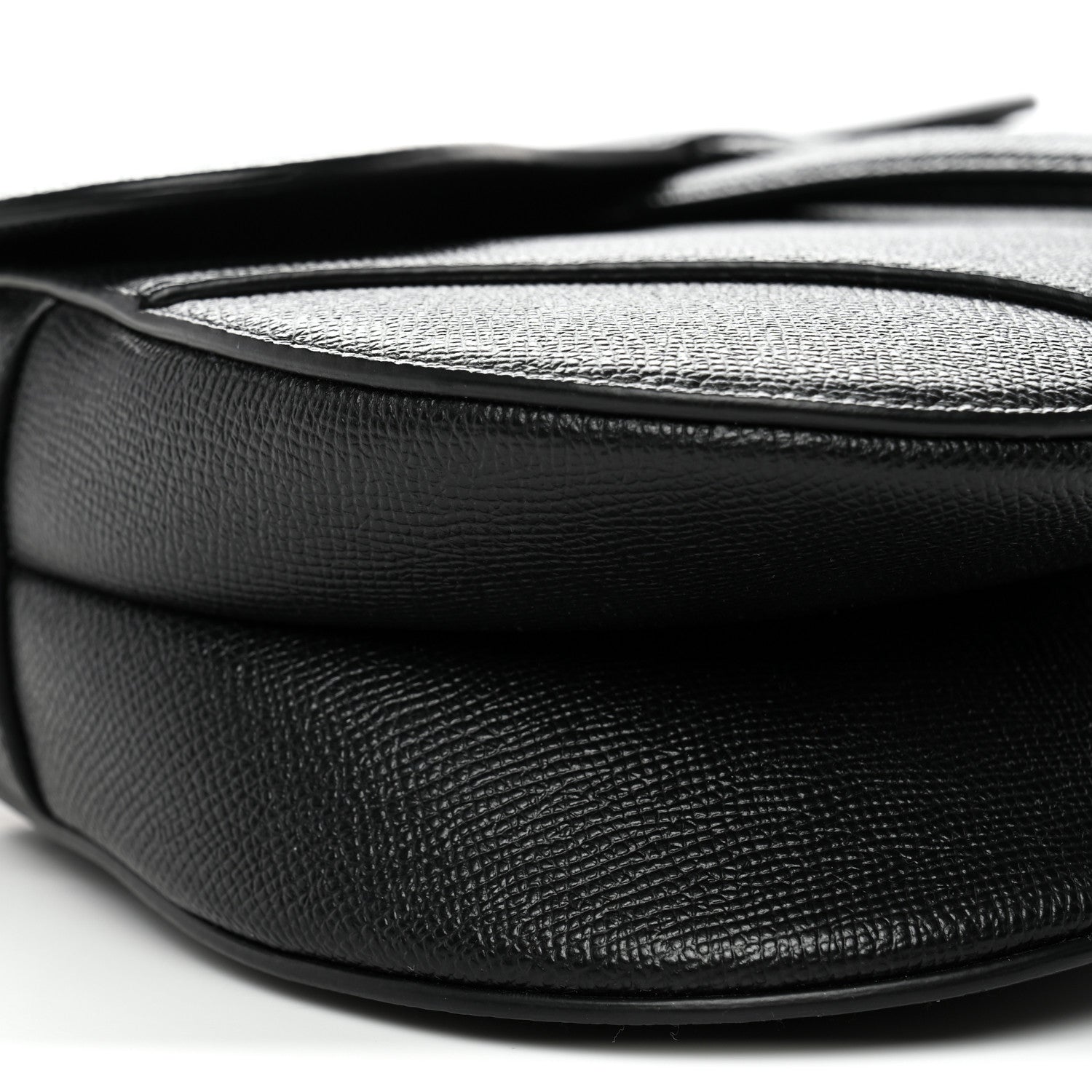 Christian Dior Grained Calfskin Saddle Bag With Strap Black 9 of 10