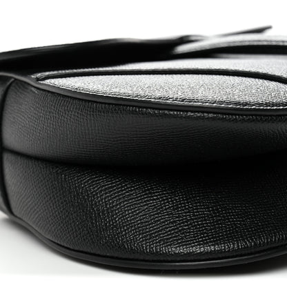 Christian Dior Grained Calfskin Saddle Bag With Strap Black 9 of 10