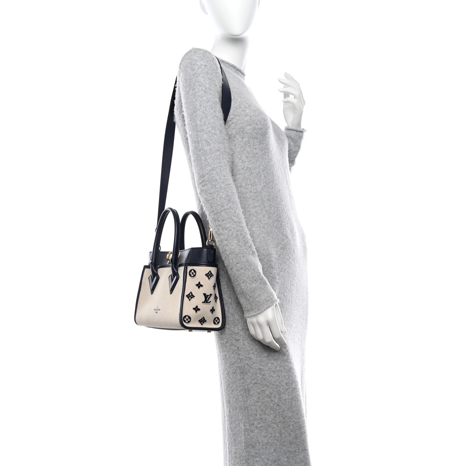 Louis Vuitton Canvas Calfskin Monogram On My Side PM Navy Blue 2 of 9
