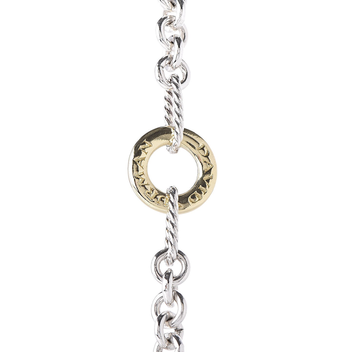 Sterling Silver 18K Yellow Gold Figaro Two Tone Link Necklace