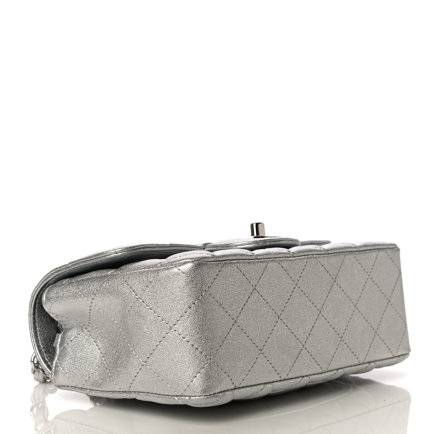 Chanel Metallic Lambskin Quilted Mini Rectangular Flap Silver 4 of 10