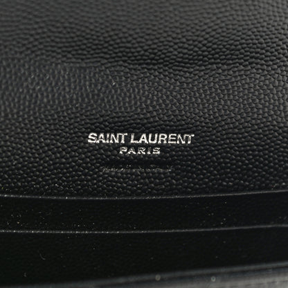 Saint Laurent Grain De Poudre Matelasse Chevron Small Monogram Envelope Wallet Black 6 of 9