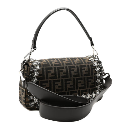 Fendi Fabric Jacquard FF 1974 Crystal Embellished Baguette Tobacco Moro Multicolor 3 of 10