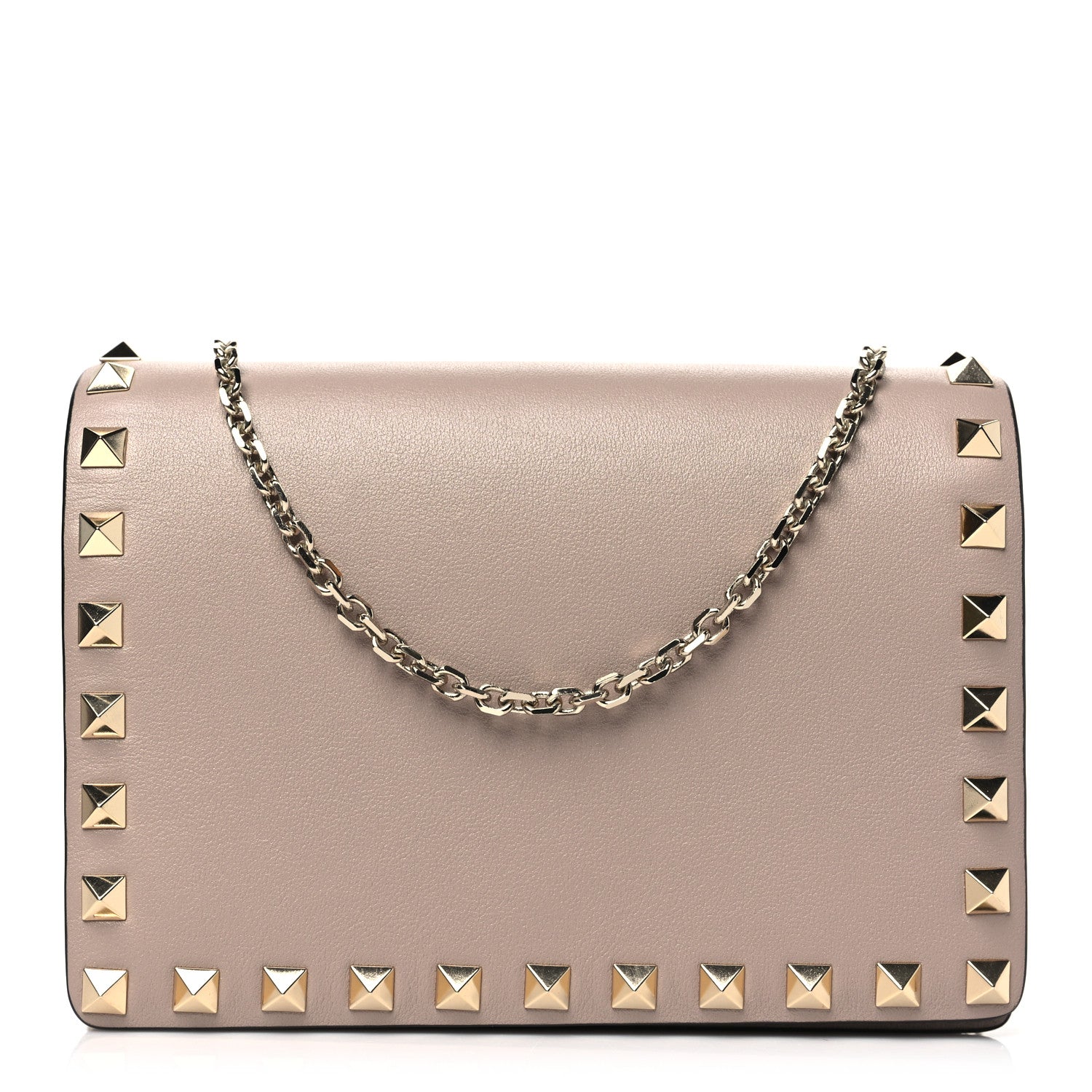 Valentino Garavani Vitello Rockstud Wallet On Chain Poudre 1 of 9