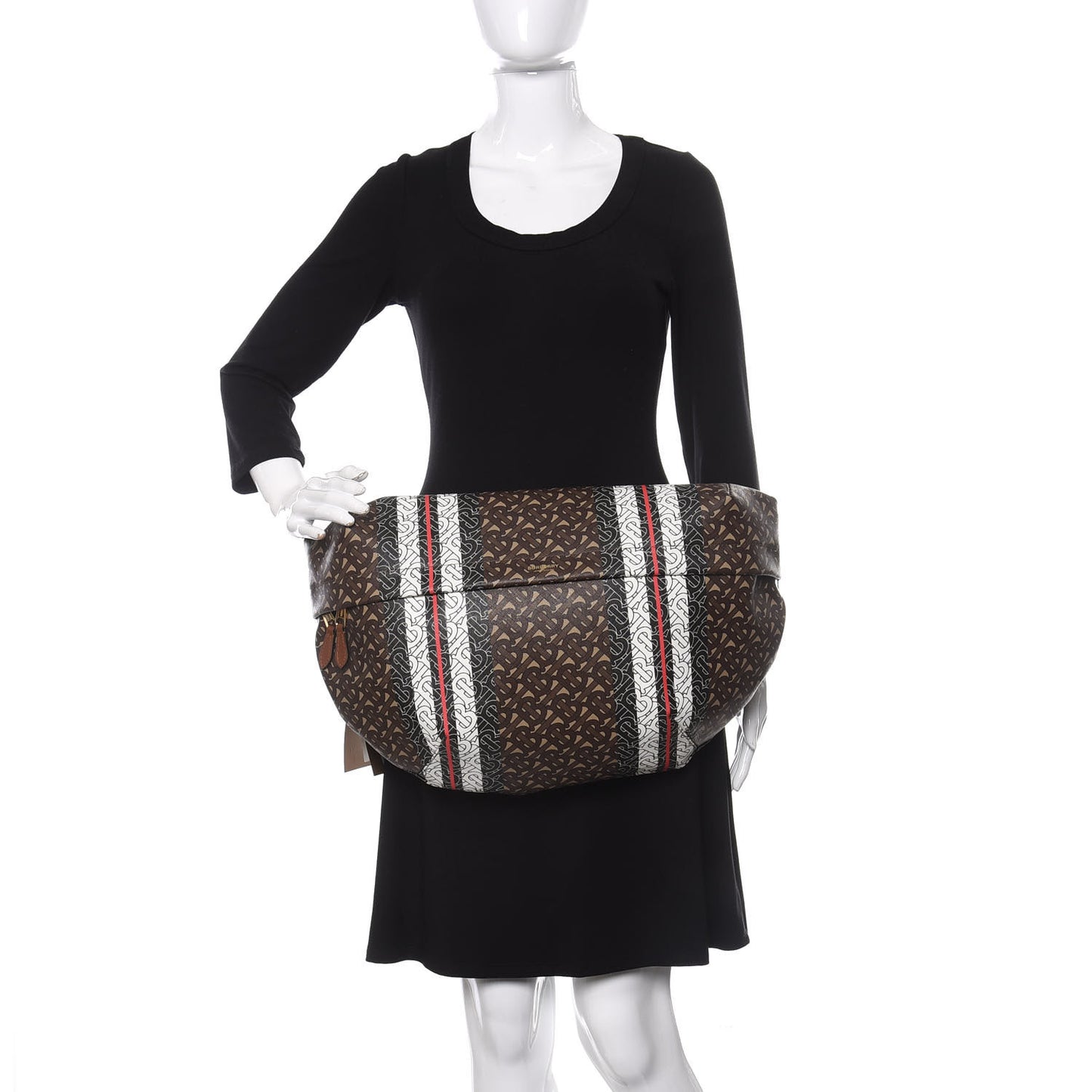 E-Canvas Monogram Stripe XL Sonny Bum Bag Bridle Brown