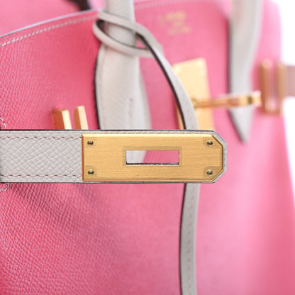 Hermes Epsom Horseshoe Birkin 30 Rose Azalee Craie 11 of 34