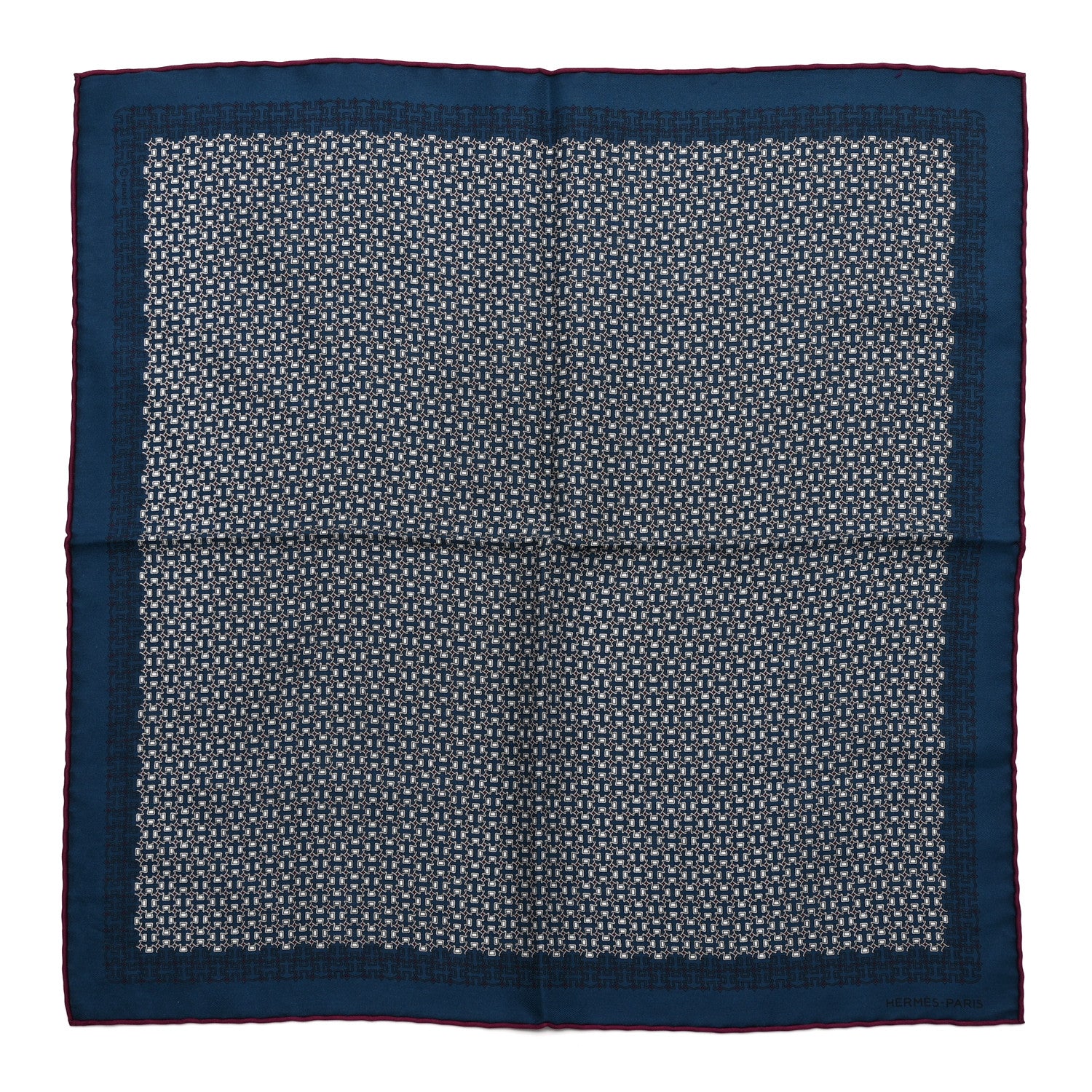 Hermes Silk Pocket Square Scarf Blue Multicolor 1 of 4