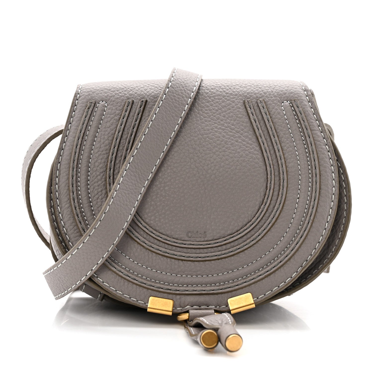 Chloe Calfskin Mini Marcie Round Crossbody Bag Cashmere Grey 1 of 13