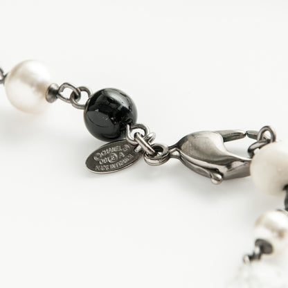 Chanel Pearl Crystal Bead CC Necklace Black 4 of 4